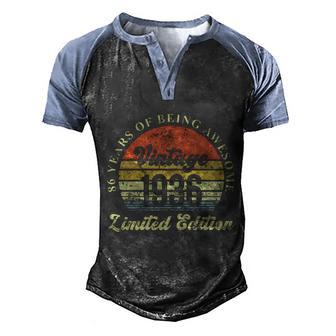 86 Years Of Being Awesome Vintage 1936 Limited Edition Men's Henley Shirt Raglan Sleeve 3D Print T-shirt - Thegiftio UK