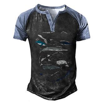 9 Types Of Whales - Whale Breeds Species - Whale Lover Men's Henley Shirt Raglan Sleeve 3D Print T-shirt - Thegiftio UK