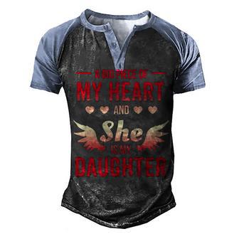 A Big Piece Of My Heart Lives In Heaven Is My Daughter Gift Graphic Design Printed Casual Daily Basic Men's Henley Shirt Raglan Sleeve 3D Print T-shirt - Thegiftio UK