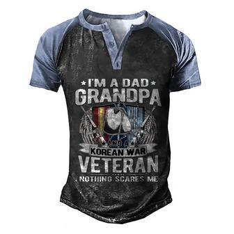 A Dad Grandpa And A Korean War Veteran Cool Gift Proud Korea Veteran Gift Men's Henley Shirt Raglan Sleeve 3D Print T-shirt - Thegiftio UK