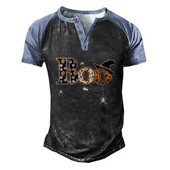 A Halloween Gift Boo With Spiders And Witch Hat Graphic Design Printed Casual Daily Basic Men's Henley Shirt Raglan Sleeve 3D Print T-shirt - Thegiftio UK