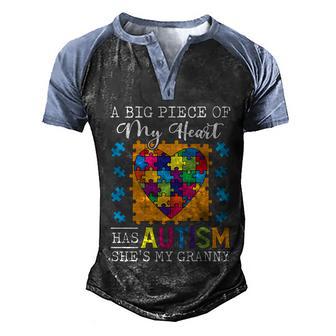 A Piece Of My Heart Has Autism My Granny Meaningful Gift Men's Henley Shirt Raglan Sleeve 3D Print T-shirt - Thegiftio UK
