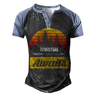 Adventure Awaits Hiking T Men's Henley Shirt Raglan Sleeve 3D Print T-shirt - Thegiftio UK
