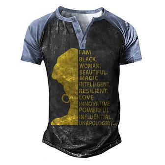 Afro Melanin I Am Black Woman Beautiful Magic Unapologetic Men's Henley Shirt Raglan Sleeve 3D Print T-shirt - Thegiftio UK