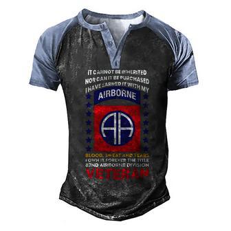 Airbone Veteran Blood Sweat And Tears Veteran Day Graphic Design Printed Casual Daily Basic Men's Henley Shirt Raglan Sleeve 3D Print T-shirt - Thegiftio UK