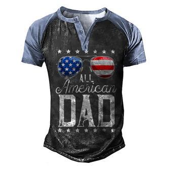 All American Dad 4Th Of July T Fathers Day Men Daddy Men's Henley Shirt Raglan Sleeve 3D Print T-shirt - Thegiftio UK
