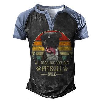 All Dogs Are Cool But Pitbull Rule Vintage Retro Men's Henley Shirt Raglan Sleeve 3D Print T-shirt - Thegiftio UK