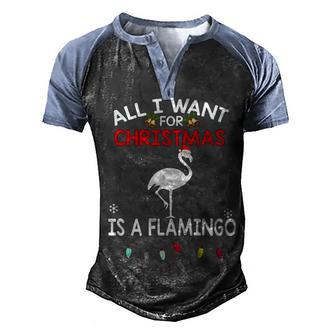 All I Want For Christmas Is A Flamingo Christmas G Men's Henley Shirt Raglan Sleeve 3D Print T-shirt - Thegiftio UK