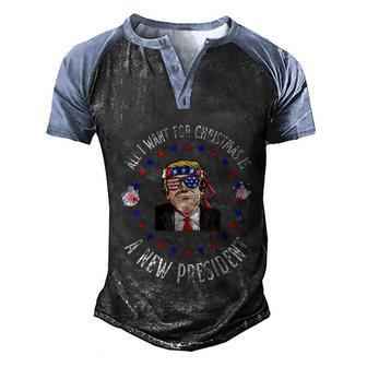 All I Want For Christmas Is A Xmas Sweater Soldier Veteran Graphic Design Printed Casual Daily Basic Men's Henley Shirt Raglan Sleeve 3D Print T-shirt - Thegiftio UK