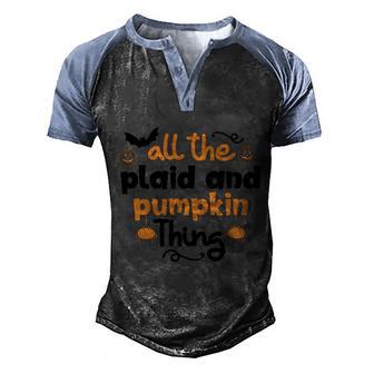 All The Plaid And Pumpkin Thing Halloween Day Retro Halloween Men's Henley Shirt Raglan Sleeve 3D Print T-shirt - Thegiftio UK