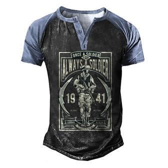 Always Soldier Graphic Design Printed Casual Daily Basic Men's Henley Shirt Raglan Sleeve 3D Print T-shirt - Thegiftio UK