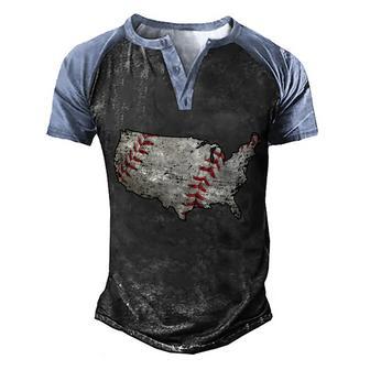 America Loves Baseball Graphic Design Printed Casual Daily Basic V2 Men's Henley Shirt Raglan Sleeve 3D Print T-shirt - Thegiftio UK