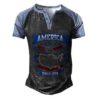 America Since Graphic Design Printed Casual Daily Basic Men's Henley Shirt Raglan Sleeve 3D Print T-shirt - Thegiftio UK