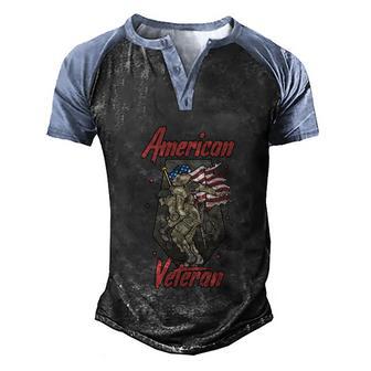 American Brotherhood Army Graphic Design Printed Casual Daily Basic Men's Henley Shirt Raglan Sleeve 3D Print T-shirt - Thegiftio UK