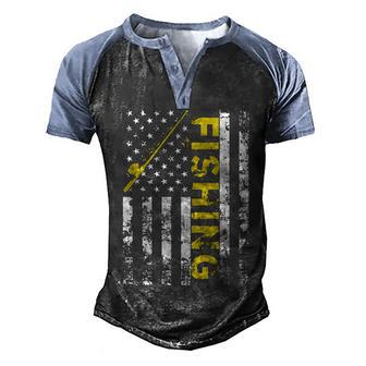 American Flag Fishing Rod Usa Fisherman Gift Back Men's Henley Shirt Raglan Sleeve 3D Print T-shirt - Thegiftio UK