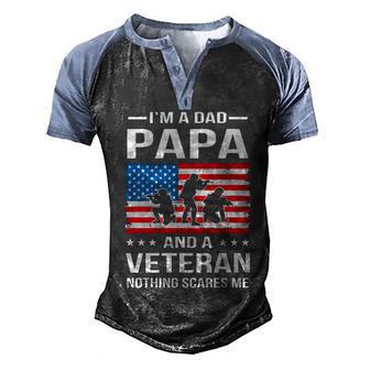 American Flag Im A Dad Papa Us Army Veteran Day Graphic Design Printed Casual Daily Basic Men's Henley Shirt Raglan Sleeve 3D Print T-shirt - Thegiftio UK