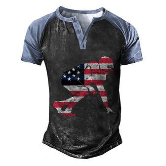 American Flag Line I Football Gift Graphic Design Printed Casual Daily Basic Men's Henley Shirt Raglan Sleeve 3D Print T-shirt - Thegiftio UK