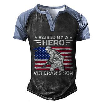 American Flag Raised By A Hero Veteran Son Veteran Day Graphic Design Printed Casual Daily Basic Men's Henley Shirt Raglan Sleeve 3D Print T-shirt - Thegiftio UK