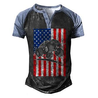 American Flag Usa Monster Truck Lover Men's Henley Shirt Raglan Sleeve 3D Print T-shirt - Thegiftio UK