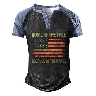 American Flag Veteran Home Of The Free Graphic Design Printed Casual Daily Basic V2 Men's Henley Shirt Raglan Sleeve 3D Print T-shirt - Thegiftio UK