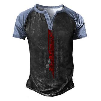 American Flag Veteran V2 Men's Henley Shirt Raglan Sleeve 3D Print T-shirt - Monsterry DE