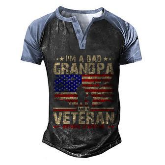 American Flag Veterans Day Im A Dad Grandpa And A Veteran Graphic Design Printed Casual Daily Basic Men's Henley Shirt Raglan Sleeve 3D Print T-shirt - Thegiftio UK