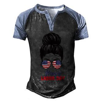 American Happy Labor Day Messy Bun Hair Shirt Graphic Design Printed Casual Daily Basic Men's Henley Shirt Raglan Sleeve 3D Print T-shirt - Thegiftio UK