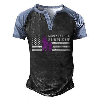 American Military Child Purple Up Veteran Of Us Army Graphic Design Printed Casual Daily Basic Men's Henley Shirt Raglan Sleeve 3D Print T-shirt - Thegiftio UK