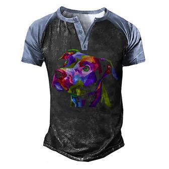 American Pitbull Terrier Pop Art V2 Men's Henley Shirt Raglan Sleeve 3D Print T-shirt - Thegiftio UK