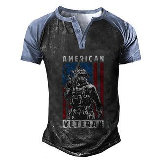 American Veteran Army Graphic Design Printed Casual Daily Basic Men's Henley Shirt Raglan Sleeve 3D Print T-shirt - Thegiftio UK