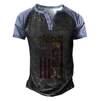 American Veteran Army World War Graphic Design Printed Casual Daily Basic V3 Men's Henley Shirt Raglan Sleeve 3D Print T-shirt - Thegiftio UK