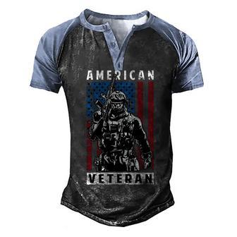 American Veteran Graphic Design Printed Casual Daily Basic Men's Henley Shirt Raglan Sleeve 3D Print T-shirt - Thegiftio UK