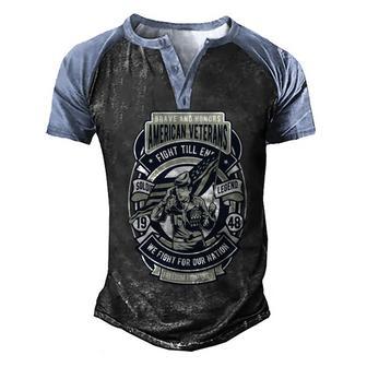 American Veteran Graphic Design Printed Casual Daily Basic V2 Men's Henley Shirt Raglan Sleeve 3D Print T-shirt - Thegiftio UK