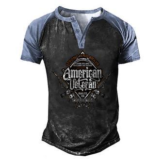 American Veteran Strong And Brave Graphic Design Printed Casual Daily Basic V2 Men's Henley Shirt Raglan Sleeve 3D Print T-shirt - Thegiftio UK