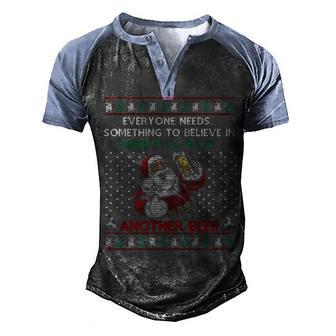 Another Beer Christmas Santa Funny T Men's Henley Shirt Raglan Sleeve 3D Print T-shirt - Thegiftio UK