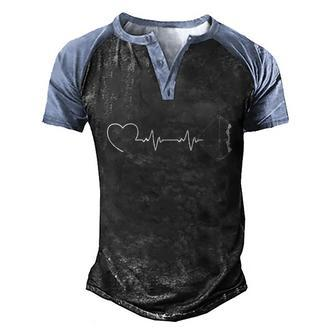 Archery Heartbeat Archer Shoot Bow Arrow Bowman Aim Men's Henley Shirt Raglan Sleeve 3D Print T-shirt - Thegiftio UK