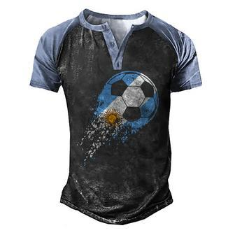 Argentina Soccer Argentinian Flag Pride Soccer Player Men's Henley Raglan T-Shirt | Mazezy