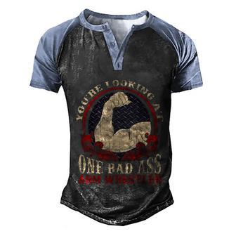 Arm Wrestler For Champ Bad Ass Arm Wrestling Men's Henley Shirt Raglan Sleeve 3D Print T-shirt - Thegiftio UK