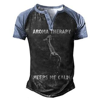 Aroma Therapy - Keeps Me Calm Men's Henley Shirt Raglan Sleeve 3D Print T-shirt - Seseable