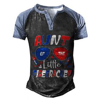 Aunt Of The Little Firecracker 4Th Of July Birthday Party Gift Graphic Design Printed Casual Daily Basic Men's Henley Shirt Raglan Sleeve 3D Print T-shirt - Thegiftio UK