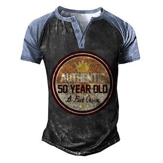 Authentic 50 Year Old Classic 50Th Birthday Graphic Design Printed Casual Daily Basic V2 Men's Henley Shirt Raglan Sleeve 3D Print T-shirt - Thegiftio UK