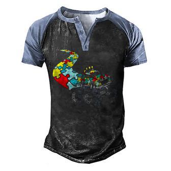 Autism Awareness For Monster Truck Lover Boy Piece Puzzle Men's Henley Shirt Raglan Sleeve 3D Print T-shirt - Thegiftio UK