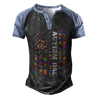 Autism Awareness Proud Autism Dad Vintage Usa Flag V2 Men's Henley Shirt Raglan Sleeve 3D Print T-shirt - Thegiftio UK