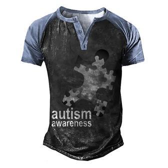 Autism Awareness Puzzle V2 Men's Henley Shirt Raglan Sleeve 3D Print T-shirt - Thegiftio UK