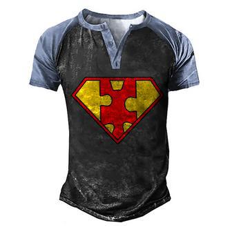 Autism Is My Superpower Superhero Men's Henley Shirt Raglan Sleeve 3D Print T-shirt - Thegiftio UK