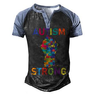 Autism Strong Retro Fist Autism Awareness Men's Henley Shirt Raglan Sleeve 3D Print T-shirt - Thegiftio UK