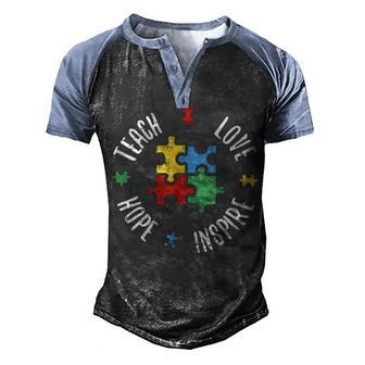 Autism Teacher V2 Men's Henley Shirt Raglan Sleeve 3D Print T-shirt - Thegiftio UK