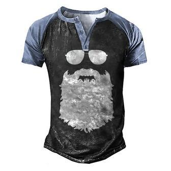 Aviator Glasses And Beard V2 Men's Henley Shirt Raglan Sleeve 3D Print T-shirt - Seseable