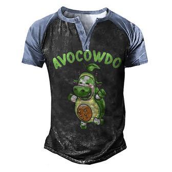 Avocowdo Avocado Cow Lover Gift Graphic Design Printed Casual Daily Basic Men's Henley Shirt Raglan Sleeve 3D Print T-shirt - Thegiftio UK