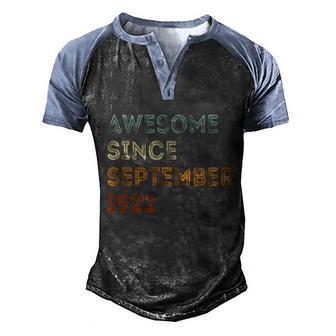 Awesome Since 1922 September Birthday 100 Years Old Men's Henley Shirt Raglan Sleeve 3D Print T-shirt - Thegiftio UK